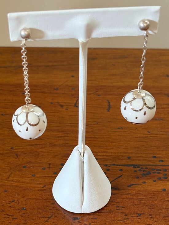 AC .925 Italy Jewelry - AC .925 Sterling Silver Chain and Ball Earrings